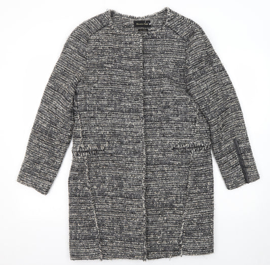 Massimo Dutti Womens Grey Geometric Overcoat Coat Size 10 Button