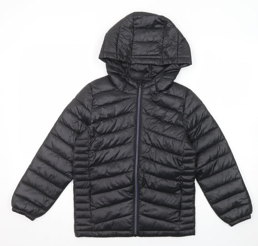 Marks and Spencer Boys Black Quilted Jacket Size 7-8 Years Zip