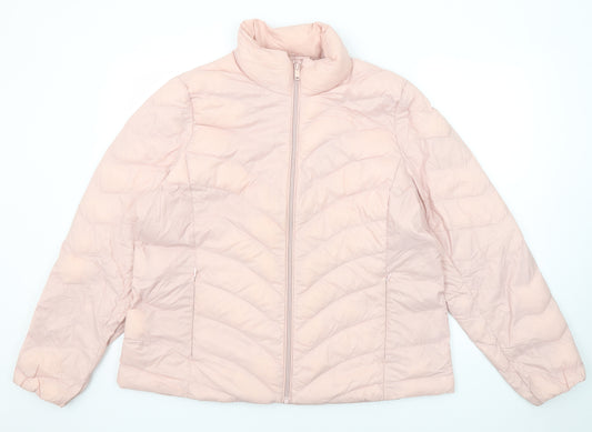 Marks and Spencer Womens Pink Quilted Jacket Size 18 Zip