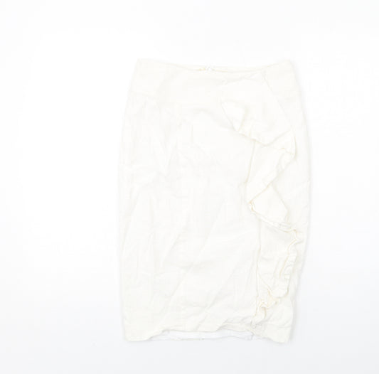 Autograph Womens White Linen Straight & Pencil Skirt Size 18 Zip