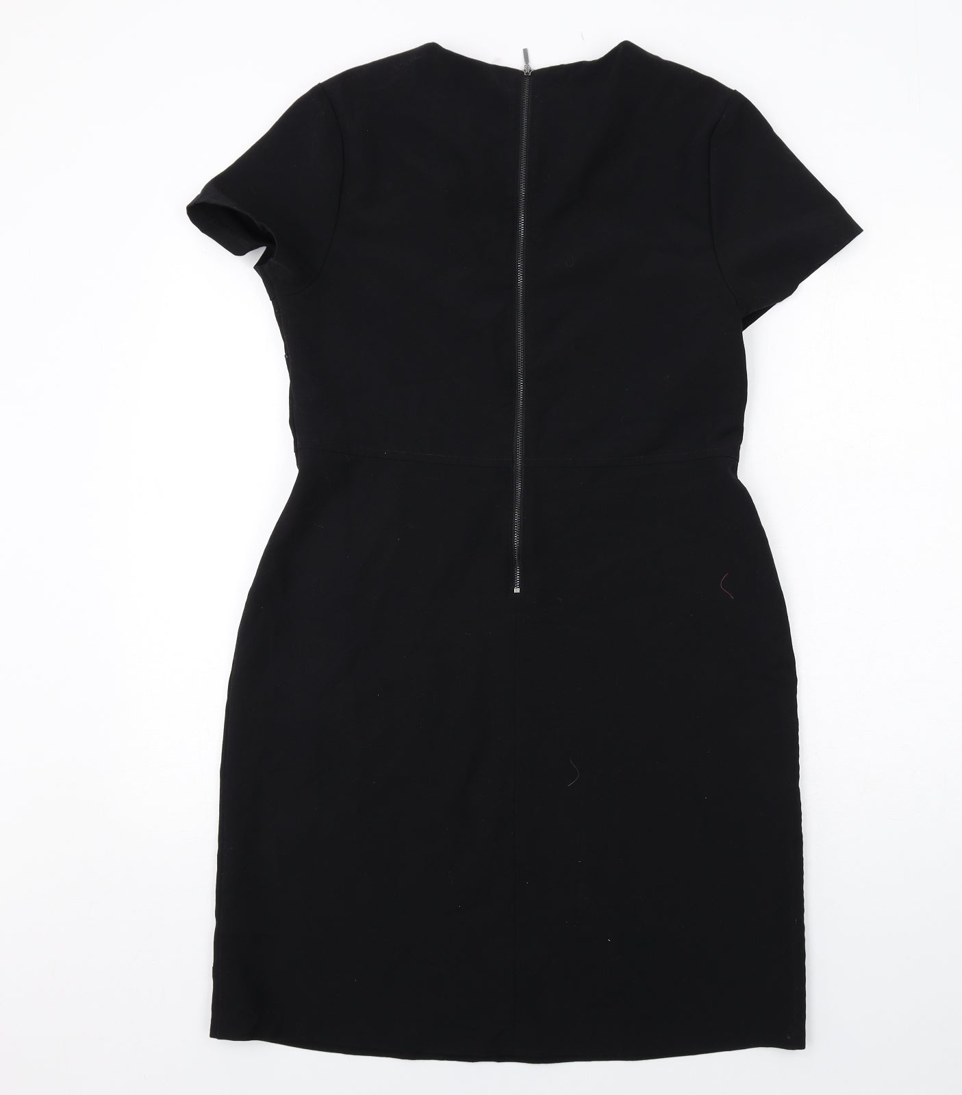 NEXT Womens Black Polyester Shift Size 14 Round Neck Zip
