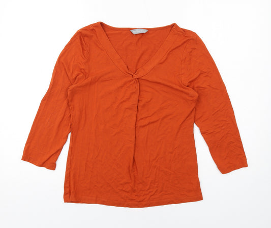 Portfolio Womens Orange Viscose Basic Blouse Size 14 V-Neck - Twist Detail