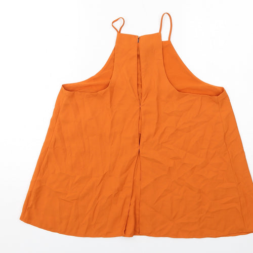 River Island Womens Orange Polyester Basic Tank Size 16 Square Neck