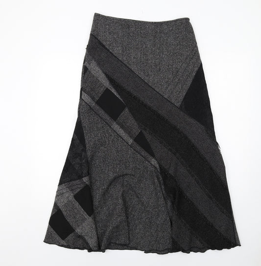 Per Una Womens Grey Geometric Polyester Swing Skirt Size 10 Zip