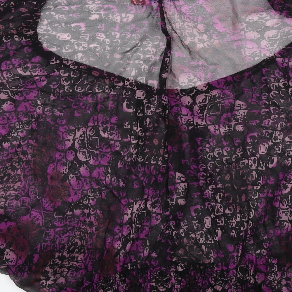 Wish Womens Purple Geometric Polyester Basic Blouse Size S Round Neck