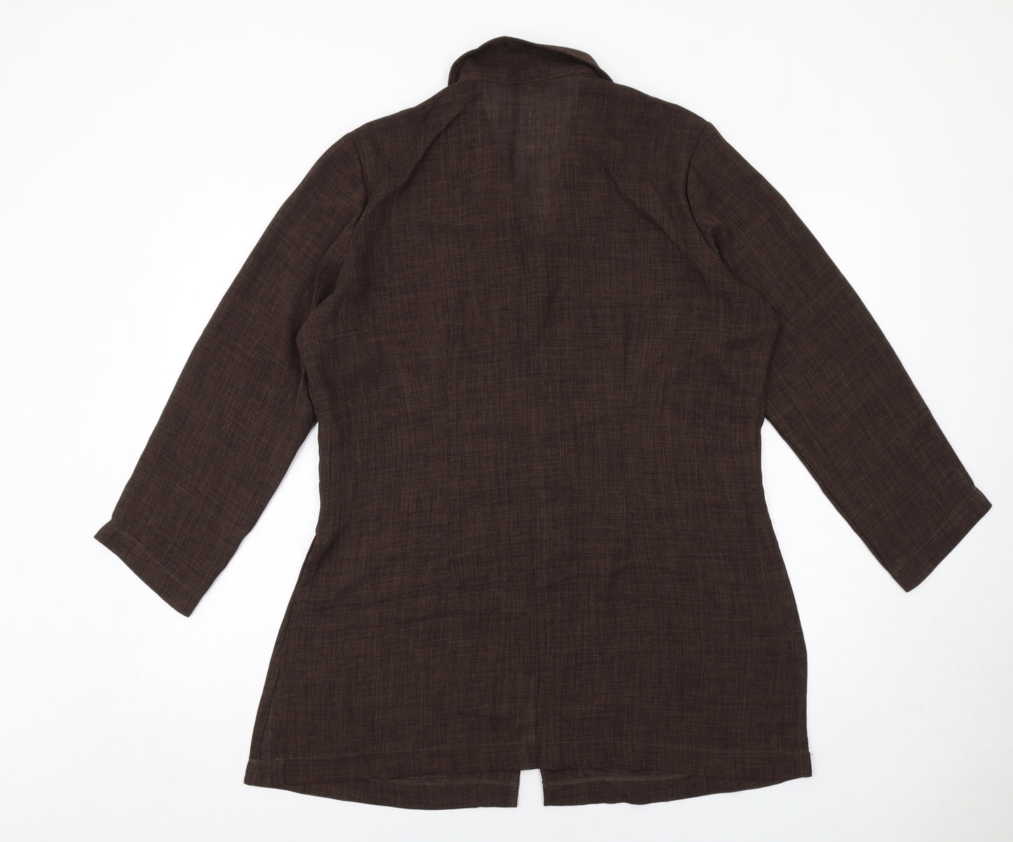 Marks and Spencer Womens Brown Polyester Basic Button-Up Size 16 Collared