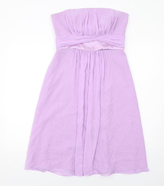 Ariella Womens Purple Polyester Fit & Flare Size 12 Square Neck Zip - Strapless