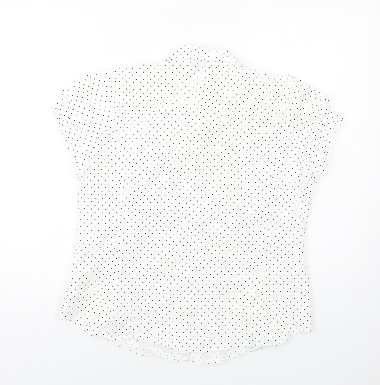 Marks and Spencer Womens White Polka Dot Cotton Basic Button-Up Size 16 Collared
