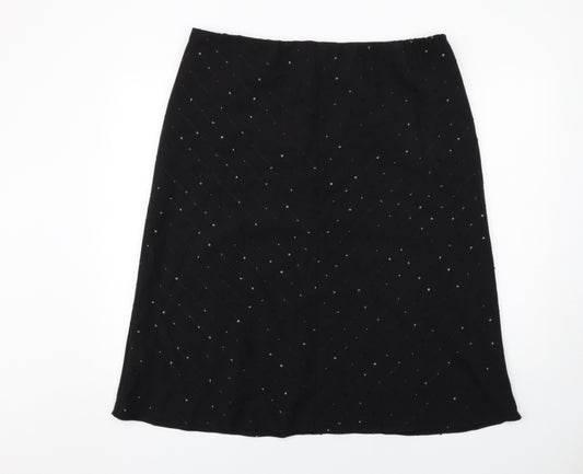 Bonmarché Womens Black Striped Polyester A-Line Skirt Size 20