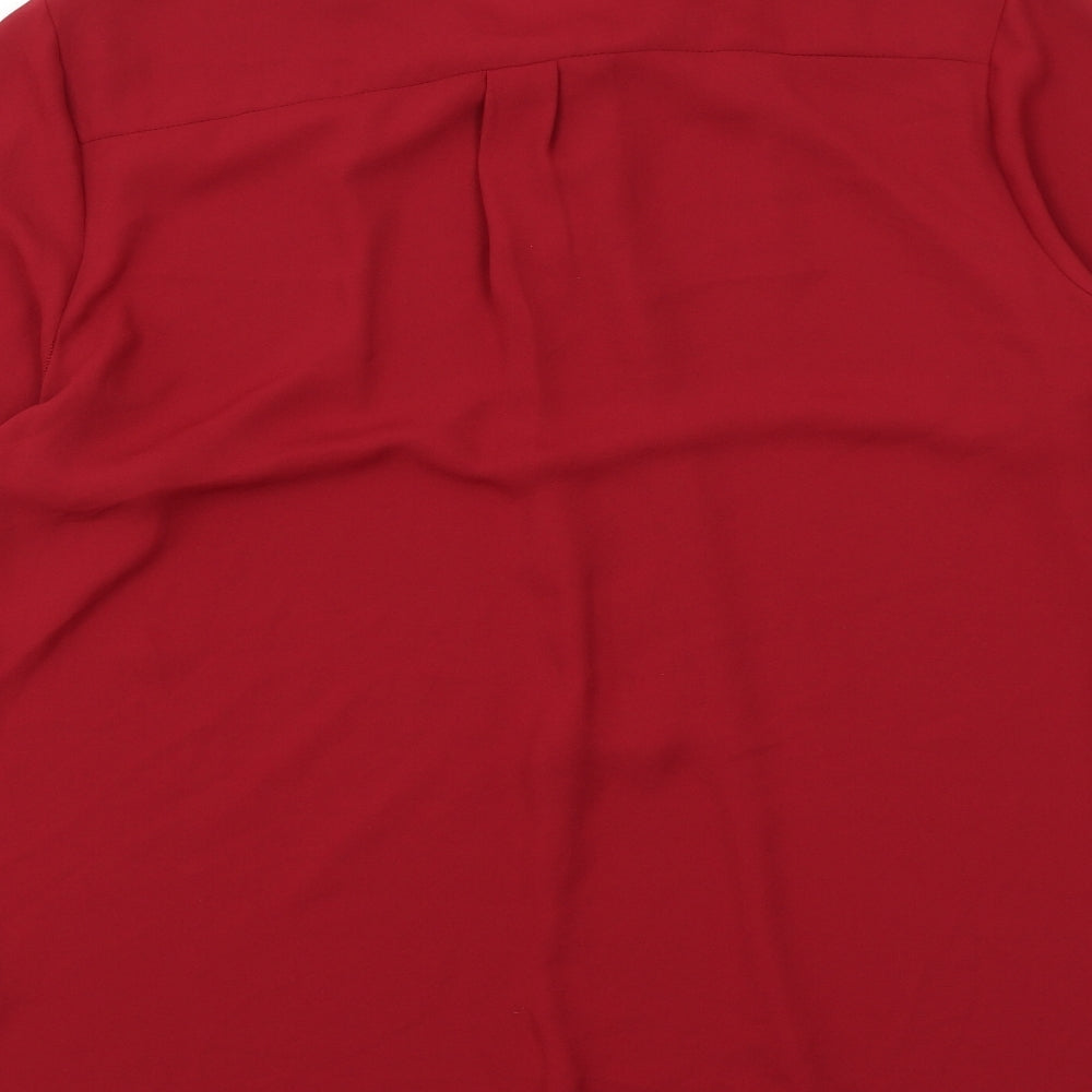 Marks and Spencer Womens Red Polyester Basic Blouse Size 18 V-Neck