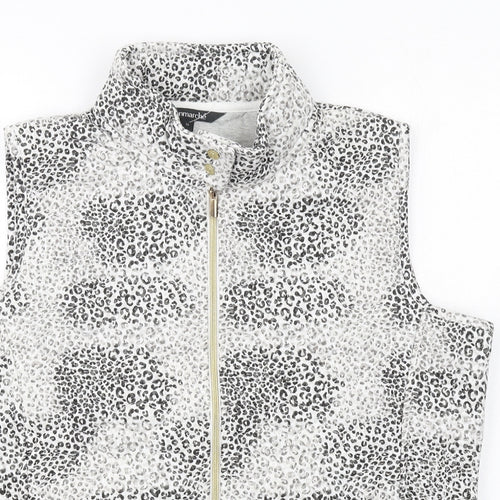 Bonmarché Womens White Animal Print Gilet Jacket Size 16 Zip - Leopard Print