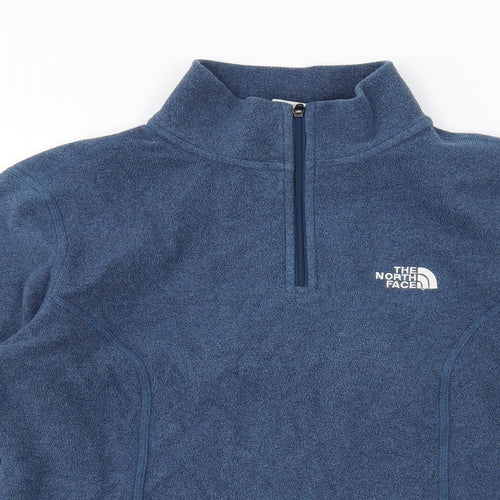The North Face Womens Blue Polyester Pullover Sweatshirt Size S Zip