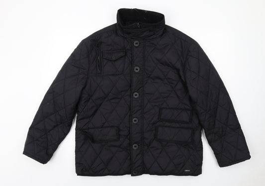 Crafted Mens Black Quilted Jacket Size XL Zip