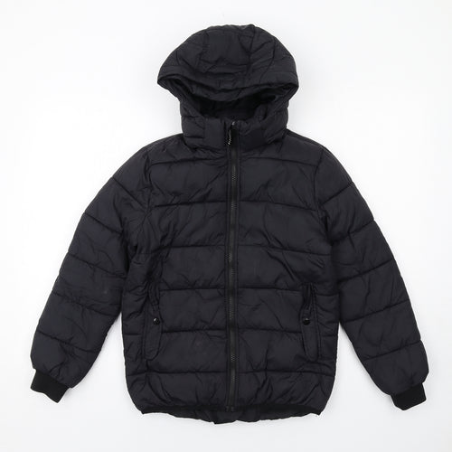 H&M Boys Black Quilted Jacket Size 10-11 Years Zip