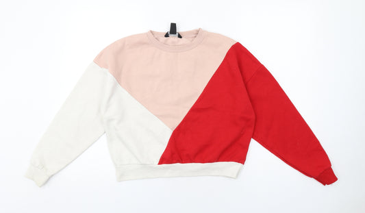 New Look Girls Multicoloured Colourblock Cotton Pullover Sweatshirt Size 12-13 Years Pullover