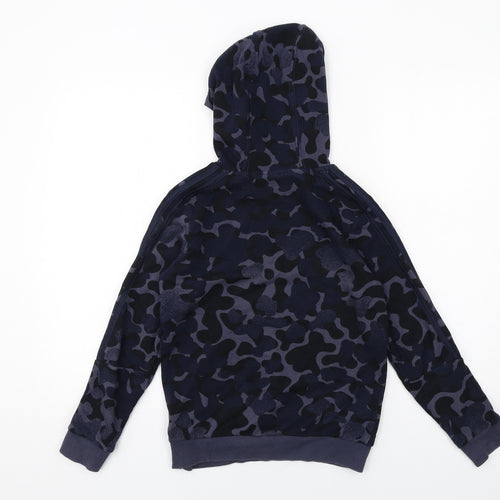 adidas Girls Blue Camouflage Cotton Pullover Hoodie Size 9-10 Years Pullover