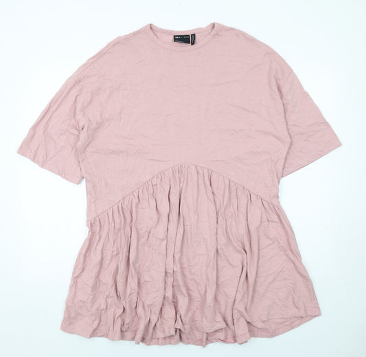 ASOS Womens Pink Cotton T-Shirt Dress Size 12 Crew Neck Pullover