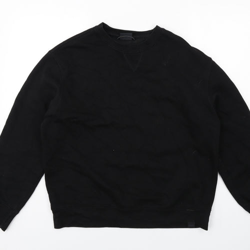 Pull&Bear Mens Black Cotton Pullover Sweatshirt Size M