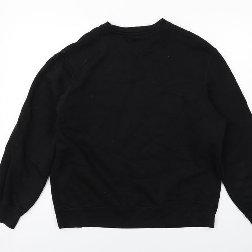 Pull&Bear Mens Black Cotton Pullover Sweatshirt Size M