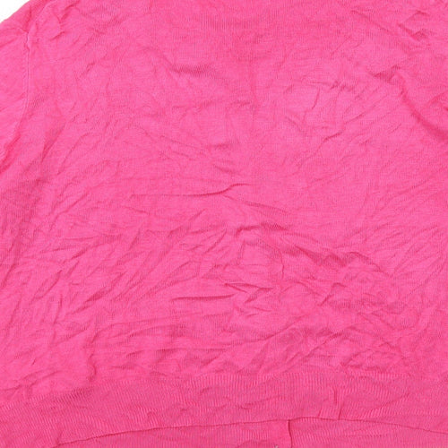 Marks and Spencer Womens Pink Round Neck Viscose Cardigan Jumper Size 14
