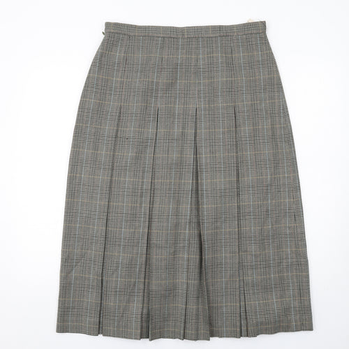 Laird Portch Womens Beige Plaid Wool Pleated Skirt Size 16 Zip