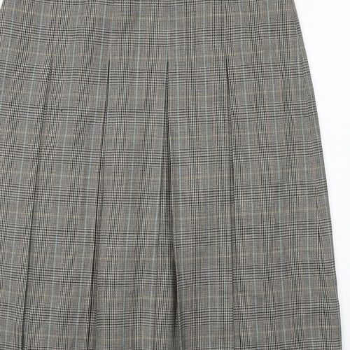 Laird Portch Womens Beige Plaid Wool Pleated Skirt Size 16 Zip