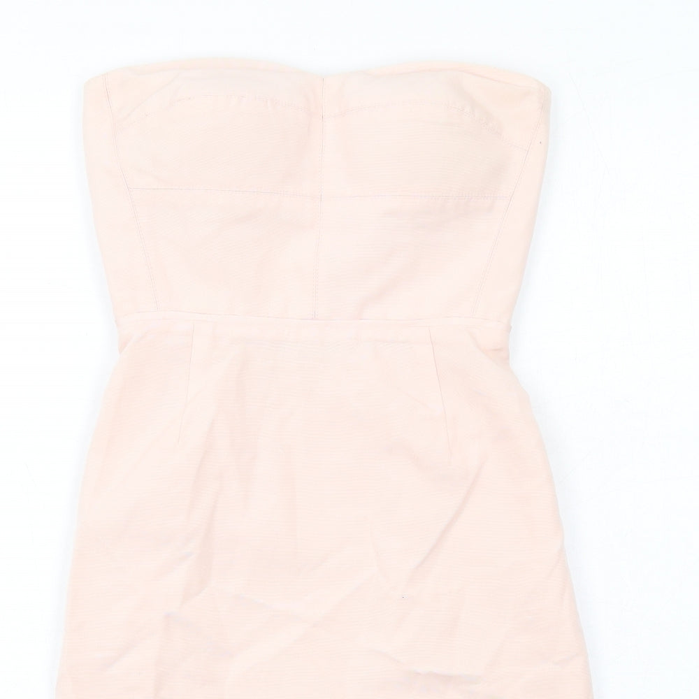 J.CREW Womens Pink Cotton Bodycon Size 4 Off the Shoulder Zip