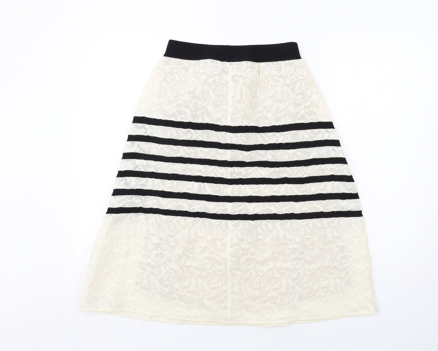 Jijil Womens Ivory Striped Acrylic Swing Skirt Size 12