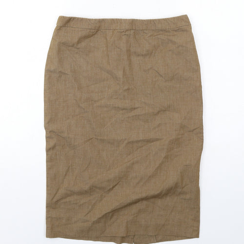 French Connection Womens Brown Linen Straight & Pencil Skirt Size 8 Zip