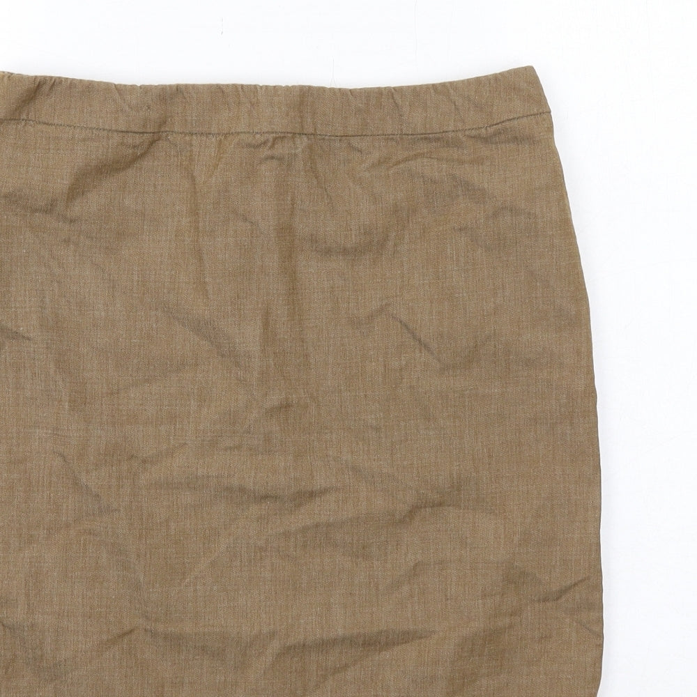 French Connection Womens Brown Linen Straight & Pencil Skirt Size 8 Zip
