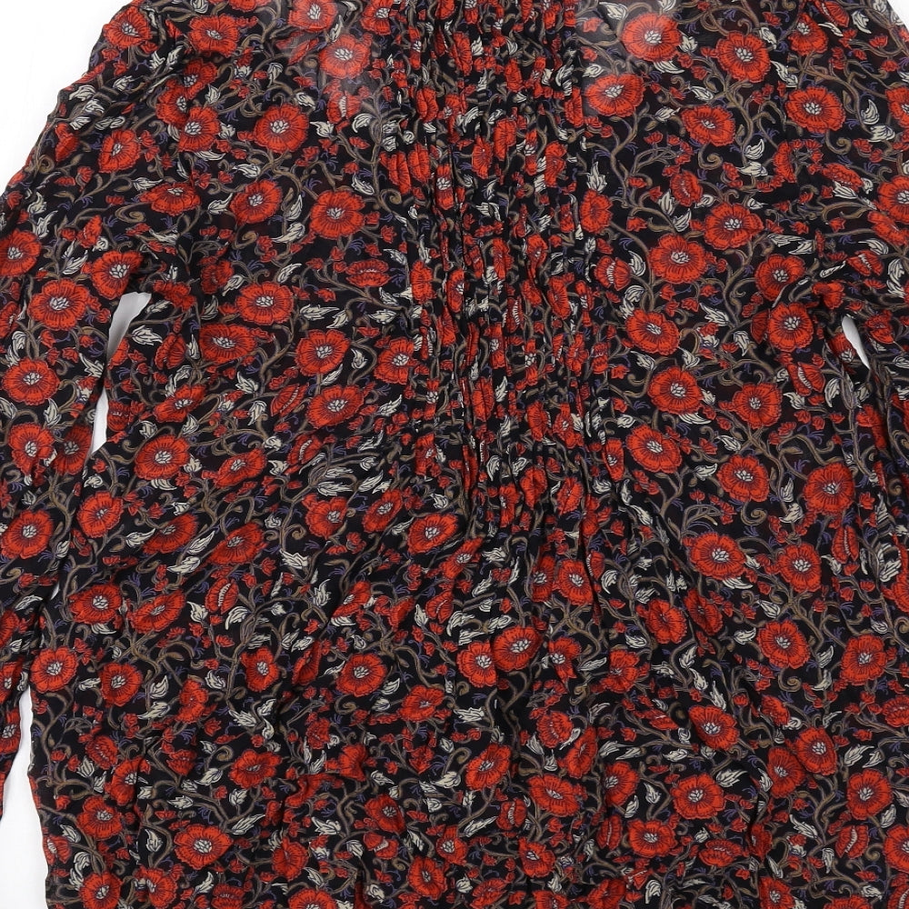 Monsoon Womens Red Floral Polyester Basic Blouse Size 12 Round Neck