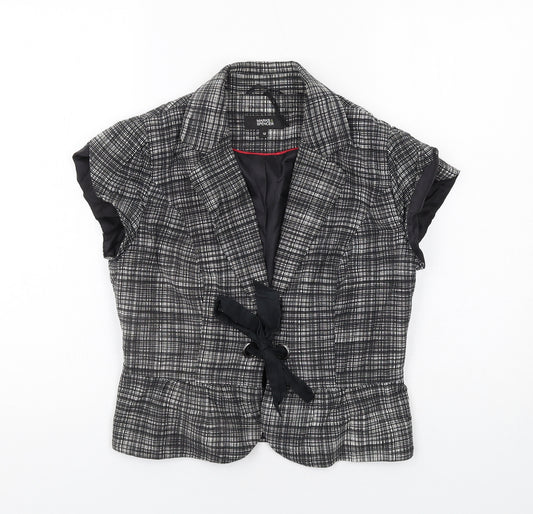 Marks and Spencer Womens Black Geometric Jacket Blazer Size 12 Tie