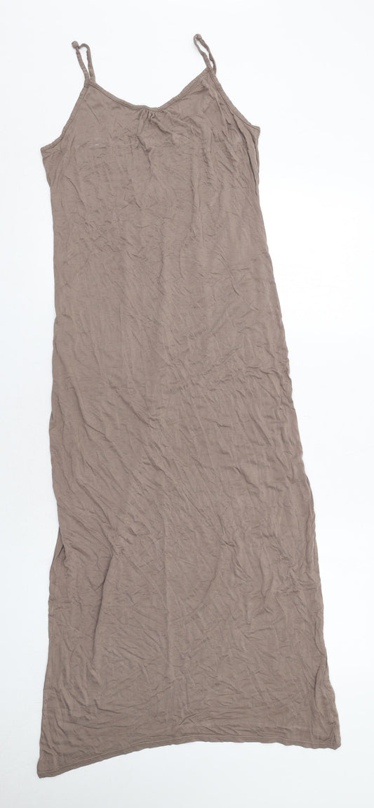 NEXT Womens Brown Viscose Tank Dress Size 16 V-Neck Pullover