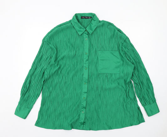 I SAW IT FIRST Womens Green Cotton Basic Button-Up Size 10 Collared