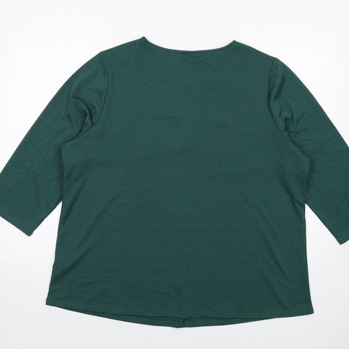 Julipa Womens Green Polyester Basic Blouse Size 20 V-Neck