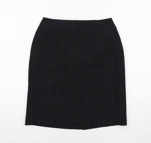 Dorothy Perkins Womens Black Striped Polyester A-Line Skirt Size 10 Zip