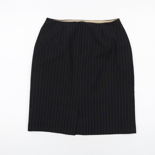 Dorothy Perkins Womens Black Striped Polyester A-Line Skirt Size 10 Zip