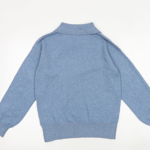 Marks and Spencer Womens Blue Collared Polyester Pullover Jumper Size XS