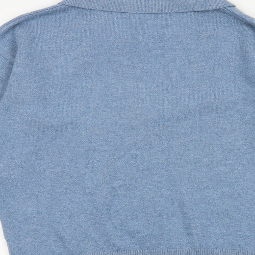 Marks and Spencer Womens Blue Collared Polyester Pullover Jumper Size XS