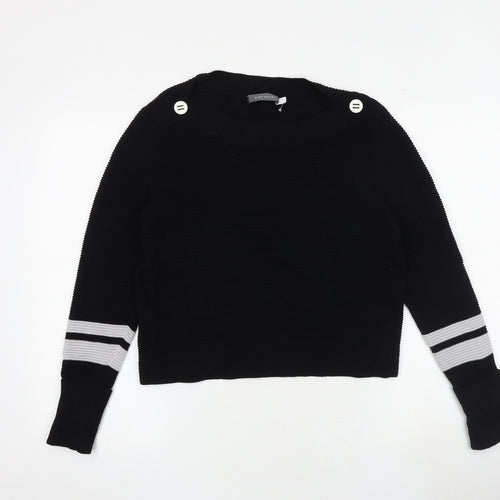 Mint Velvet Womens Black Round Neck Acrylic Pullover Jumper Size 10