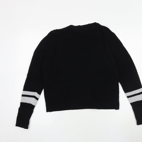 Mint Velvet Womens Black Round Neck Acrylic Pullover Jumper Size 10