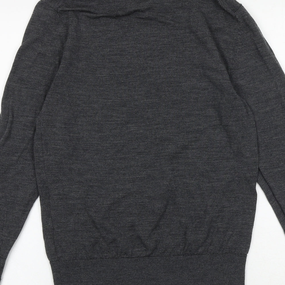 H&M Womens Grey Round Neck Wool Pullover Jumper Size S