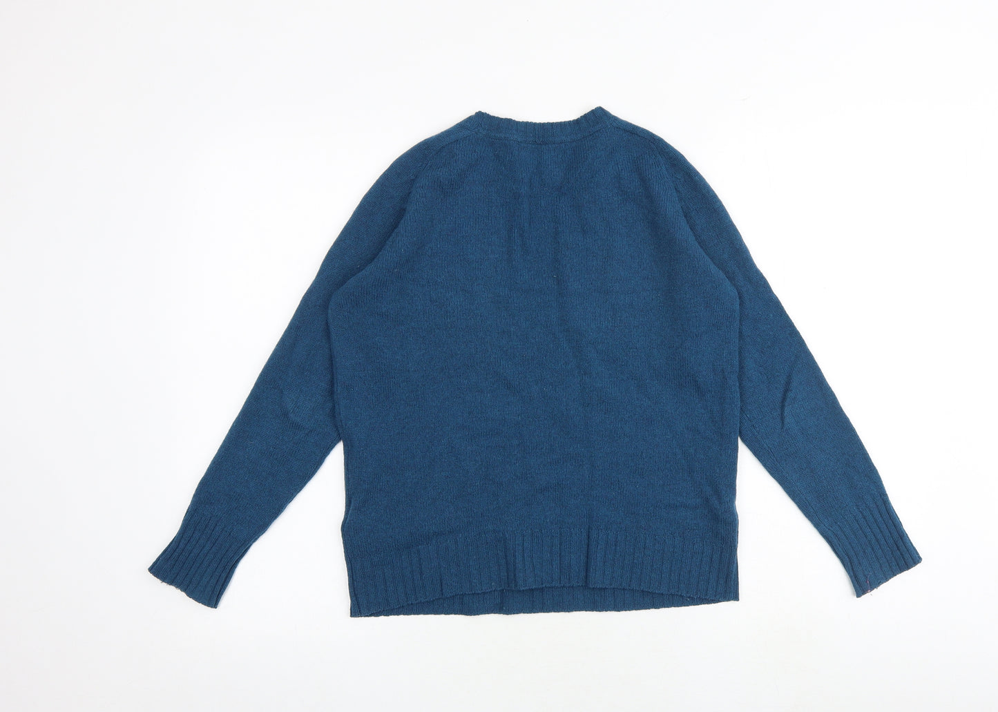 Marks and Spencer Womens Blue Round Neck Wool Pullover Jumper Size 8