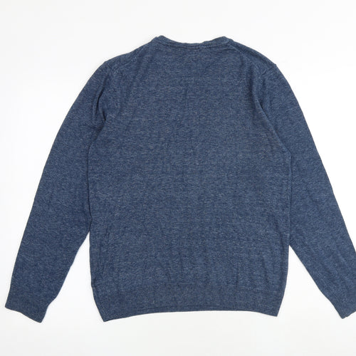 H&M Womens Blue Round Neck 100% Cotton Pullover Jumper Size S