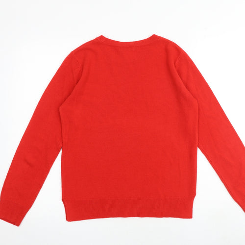 Marks and Spencer Womens Red Round Neck Acrylic Pullover Jumper Size 10