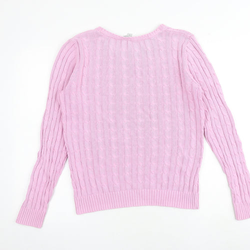 Crew Clothing Womens Pink Round Neck 100% Cotton Pullover Jumper Size 14