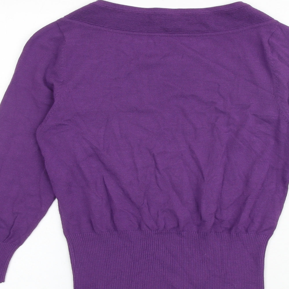 Hobbs Womens Purple Round Neck Viscose Pullover Jumper Size 10
