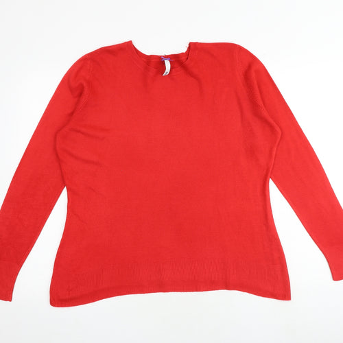 BHS Womens Red Round Neck Acrylic Pullover Jumper Size 14