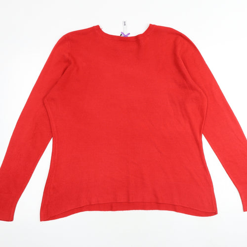 BHS Womens Red Round Neck Acrylic Pullover Jumper Size 14