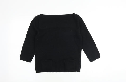 Topshop Womens Black Boat Neck Acrylic Pullover Jumper Size 10